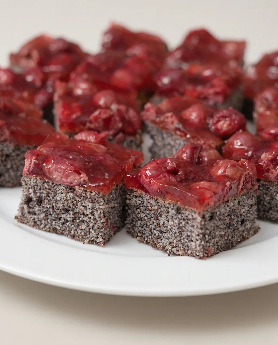 Cukormentes joghurtos mákpiskóta meggykocsonyával, gluténmentes recept