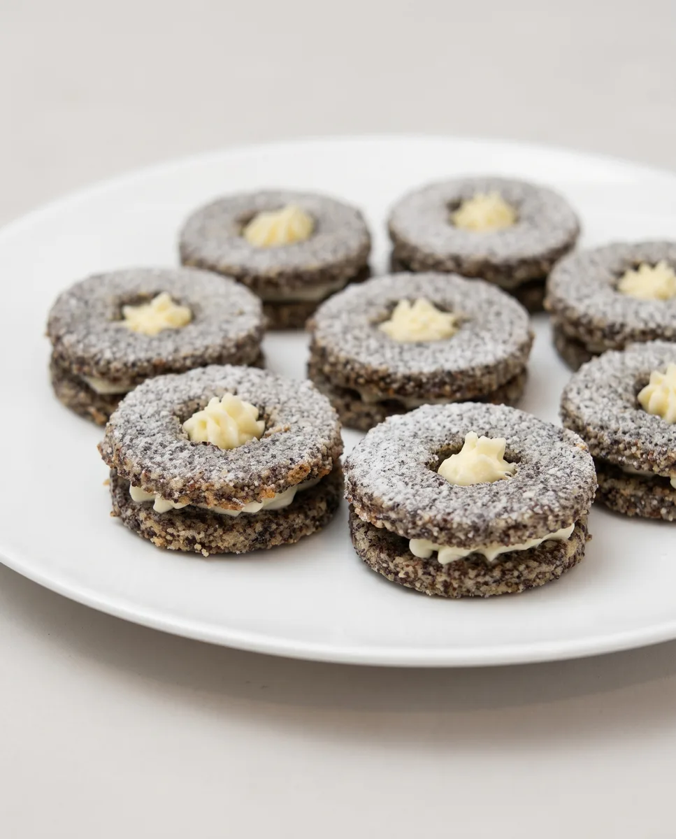 Cukormentes mákos linzer citromos mascarpone-krémmel, gluténmentes recept