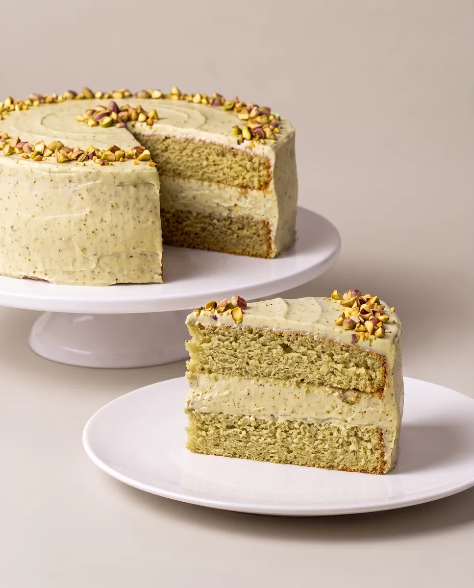 Cukormentes mascarponés pisztácia torta szeletelve