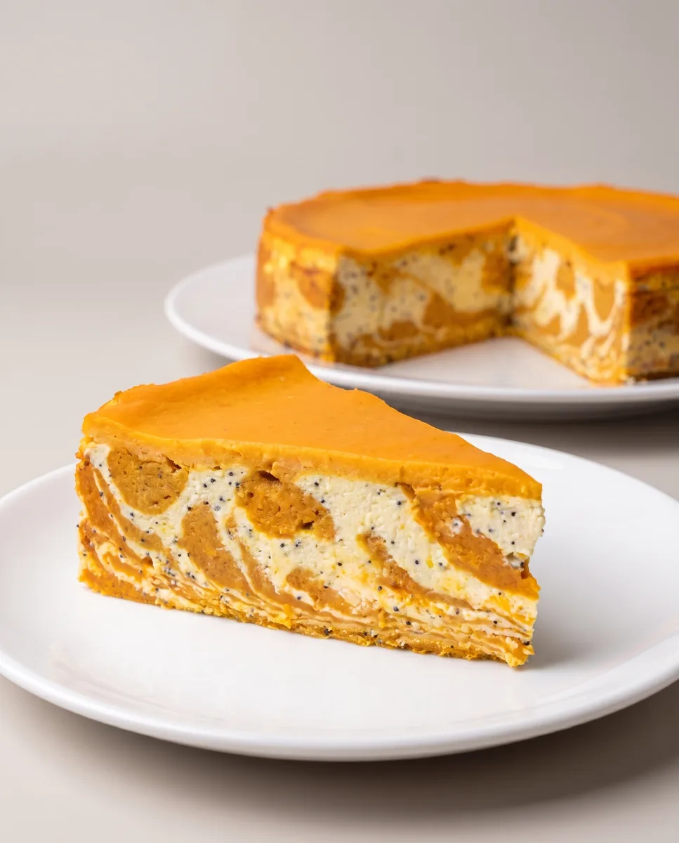 Cukormentes sütőtökös túrótorta szeletelve, gluténmentes recept